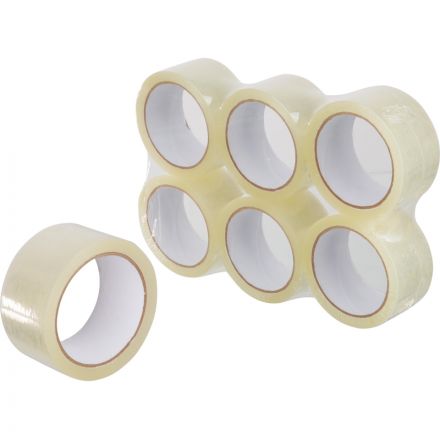 Клейкая лента упаковочная 48ммх66мх38мкм, прозрачная, 6 шт/уп Клейкая лента упаковочная 48ммх66мх38мкм, прозрачная, 6 шт/уп