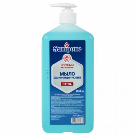 Мыло жидкое дезинфицирующее, 1 л, SANIPONE "Extra" (САНИПОН "Экстра"), дозатор, 1000-С-Б-П-Э Мыло жидкое дезинфицирующее, 1 л, SANIPONE "Extra" (САНИПОН "Экстра"), дозатор, 1000-С-Б-П-Э