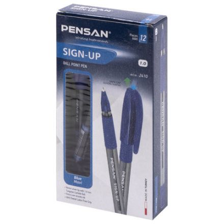 Ручка шариковая масляная с грипом PENSAN "Sign-Up", СИНЯЯ, 1 мм, линия письма 0,8 мм, 2410/12 Ручка шариковая масляная с грипом PENSAN "Sign-Up", СИНЯЯ, 1 мм, линия письма 0,8 мм, 2410/12