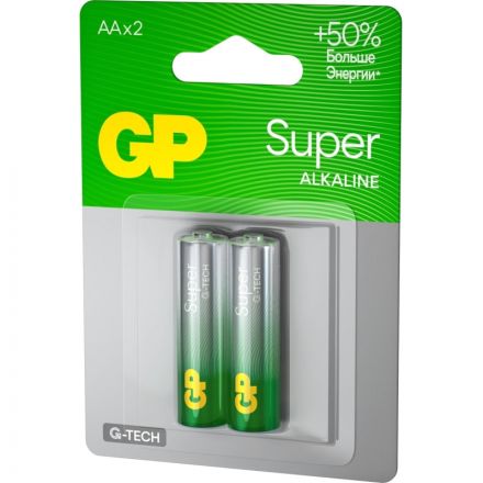 Батарейки GP Super пальчиковые AA LR6 (2 штуки в упаковке)