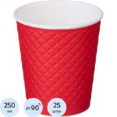 Стакан одноразовый бум двухслойный d-80мм 250мл Waffle Red (25шт/уп)