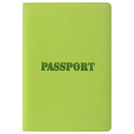Обложка для паспорта, мягкий полиуретан, "PASSPORT", салатовая, STAFF, 237607