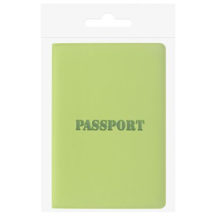 Обложка для паспорта, мягкий полиуретан, "PASSPORT", салатовая, STAFF, 237607