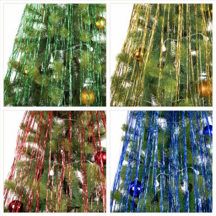 Дождик новогодний голография 1 шт., ширина 20 см (2 слоя по 10 см), длина 1,5 м, ассорти 5 цветов, ЗОЛОТАЯ СКАЗКА, 592288