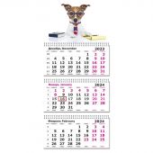 Календарь настенный 3-х блочный 2024, 305х697, Джек-рассел, 3 спир,80г/м2