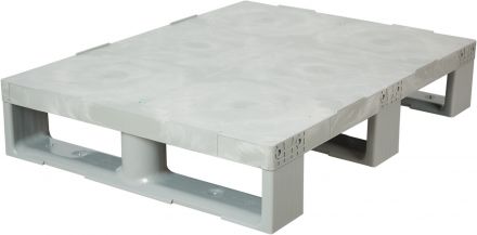 Паллет 800x600х150 сплошной, на 3-х полозьях  серый