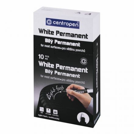 Маркер перманентный БЕЛЫЙ CENTROPEN, круглый наконечник, 2,5 мм, 8586, 5 8586 0100 Маркер перманентный БЕЛЫЙ CENTROPEN, круглый наконечник, 2,5 мм, 8586, 5 8586 0100