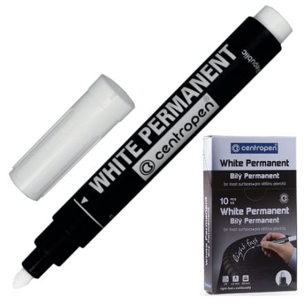 Маркер перманентный БЕЛЫЙ CENTROPEN, круглый наконечник, 2,5 мм, 8586, 5 8586 0100 Маркер перманентный БЕЛЫЙ CENTROPEN, круглый наконечник, 2,5 мм, 8586, 5 8586 0100