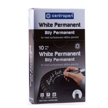Маркер перманентный БЕЛЫЙ CENTROPEN, круглый наконечник, 2,5 мм, 8586, 5 8586 0100 Маркер перманентный БЕЛЫЙ CENTROPEN, круглый наконечник, 2,5 мм, 8586, 5 8586 0100