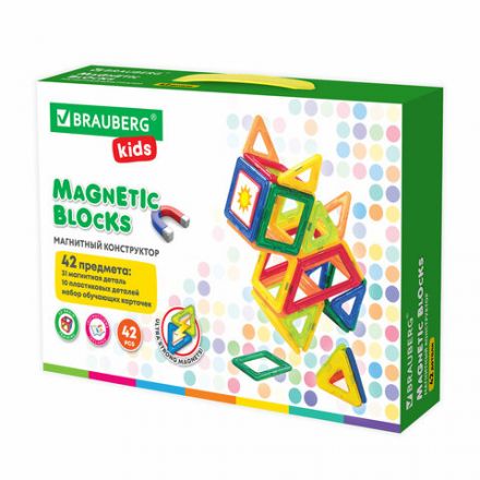 Магнитный конструктор BIG MAGNETIC BLOCKS-42, 42 детали, BRAUBERG KIDS, 663846 Магнитный конструктор BIG MAGNETIC BLOCKS-42, 42 детали, BRAUBERG KIDS, 663846