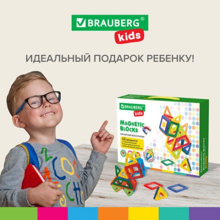 Магнитный конструктор BIG MAGNETIC BLOCKS-42, 42 детали, BRAUBERG KIDS, 663846 Магнитный конструктор BIG MAGNETIC BLOCKS-42, 42 детали, BRAUBERG KIDS, 663846