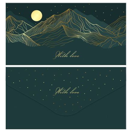 Конверт для денег MESHU "Mountains" 85*164мм, матовая ламинация, фольга Конверт для денег MESHU "Mountains" 85*164мм, матовая ламинация, фольга