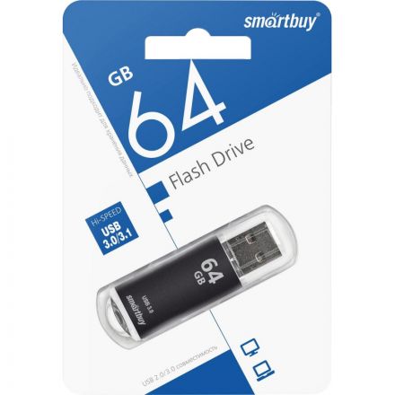 Флеш-память Smartbuy UFD 3.0/3.1 64GB V-Cut Black (SB64GBVC-K3)