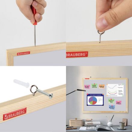 Доска магнитно-маркерная 60х90 см, деревянная рамка, BRAUBERG "Wood", 238796 Доска магнитно-маркерная 60х90 см, деревянная рамка, BRAUBERG "Wood", 238796