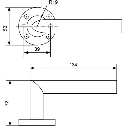 Ручка УЗК_д/межкомн.дв. Стандарт 0201 SS INOX(35-70) хром, комплект