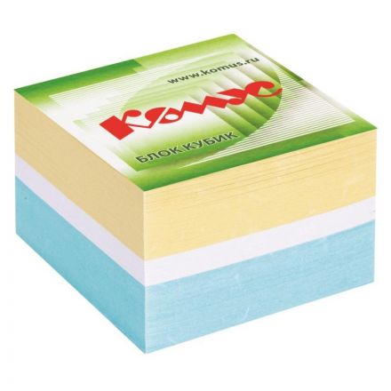 Блок для записей КОМУС на склейке 9х9х5 цветной блок 80-100 г Блок для записей КОМУС на склейке 9х9х5 цветной блок 80-100 г