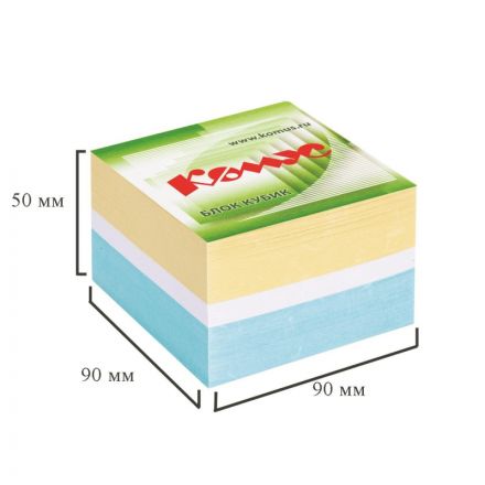 Блок для записей КОМУС на склейке 9х9х5 цветной блок 80-100 г Блок для записей КОМУС на склейке 9х9х5 цветной блок 80-100 г