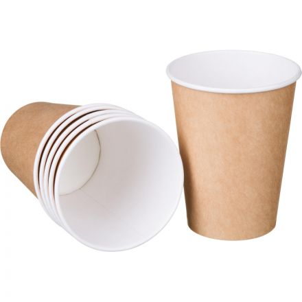 Стакан одноразовый бум. 1-сл d-90мм 350мл, крафт, Комус 50шт/уп