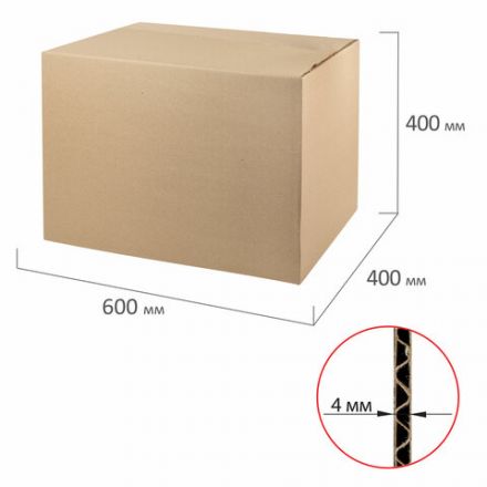 Гофроящик, длина 600 х ширина 400 х высота 400 мм, марка Т22, профиль С, FEFCO 0201 / ГОСТ, исполнение А, 440053 Гофроящик, длина 600 х ширина 400 х высота 400 мм, марка Т22, профиль С, FEFCO 0201 / ГОСТ, исполнение А, 440053