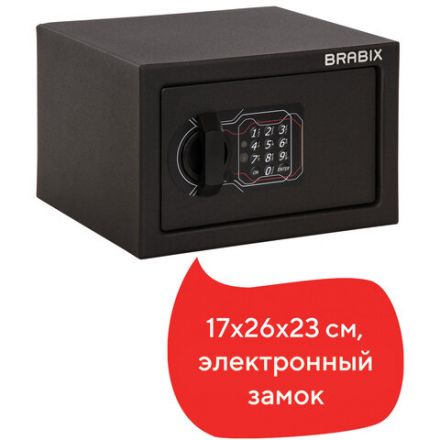 Сейф мебельный BRABIX "SF-170EL", 170х260х230 мм, электронный замок, черный, 291143, S103BR210614 Сейф мебельный BRABIX "SF-170EL", 170х260х230 мм, электронный замок, черный, 291143, S103BR210614