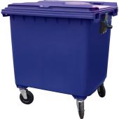 Контейнер-бак мусорный 1100 л пластиковый на 4-х колесах с крышкой синий