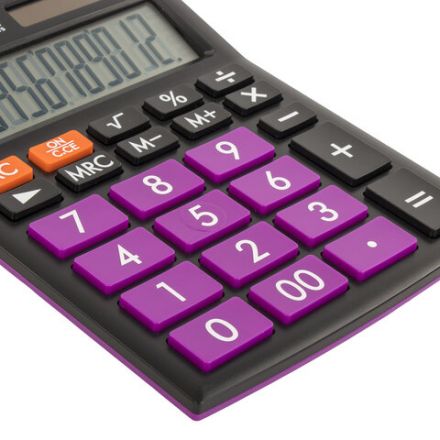Калькулятор настольный BRAUBERG ULTRA COLOR-12-BKPR (192x143 мм), 12 разрядов, двойное питание, ЧЕРНО-ФИОЛЕТОВЫЙ, 250501 Калькулятор настольный BRAUBERG ULTRA COLOR-12-BKPR (192x143 мм), 12 разрядов, двойное питание, ЧЕРНО-ФИОЛЕТОВЫЙ, 250501