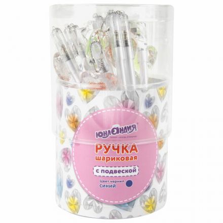 Ручка с подвеской шариковая ЮНЛАНДИЯ "Хрустальное сердце", детали ассорти, СИНЯЯ, пишущий узел 0,7 мм, 143792
