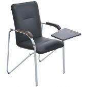 Стул Helmi HL-F05 "Самба СТ" со столиком, каркас металл хром, экокожа, черный, орех BOX1 Стул Helmi HL-F05 "Самба СТ" со столиком, каркас металл хром, экокожа, черный, орех BOX1