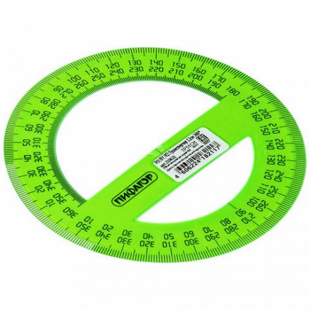 Транспортир 12 см, 360 градусов, ПИФАГОР, прозрачный, неоновый, ассорти, 210621 Транспортир 12 см, 360 градусов, ПИФАГОР, прозрачный, неоновый, ассорти, 210621
