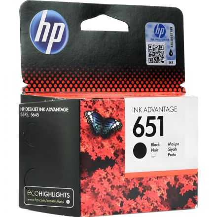Картридж струйный HP 651 черный оригинальный