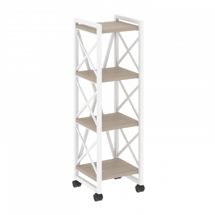 Loft Стеллаж на колесных опорах-4 полки VR.L-MST.K-4.4 Дуб аттик/Белый металл 400*400*1334