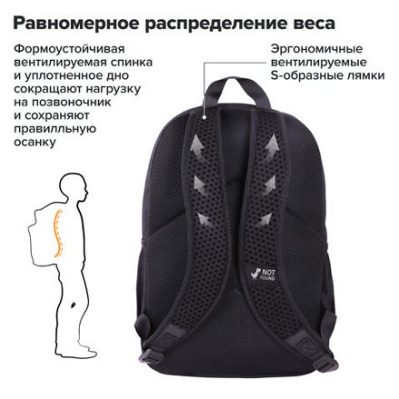 Рюкзак BRAUBERG FASHION CITY универсальный, 2 отделения, "Not found", черный, 46х31х15 см, 272571