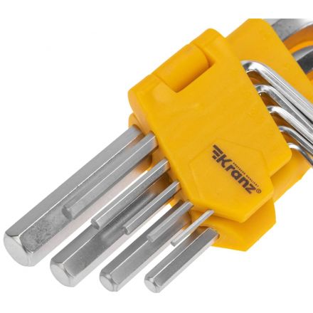 Набор ключей имбусовых HEX KRANZ 1,5-10 мм, CrV, 9 шт. KR-12-5215 Набор ключей имбусовых HEX KRANZ 1,5-10 мм, CrV, 9 шт. KR-12-5215