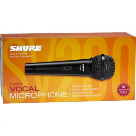Микрофон Shure SV200-A, вокальный с выкл. и кабелем XLR-XLR Микрофон Shure SV200-A, вокальный с выкл. и кабелем XLR-XLR
