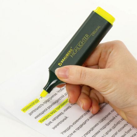 Текстовыделитель BRAUBERG "ORIGINAL", ЖЕЛТЫЙ, линия 1-5 мм, 151681 Текстовыделитель BRAUBERG "ORIGINAL", ЖЕЛТЫЙ, линия 1-5 мм, 151681