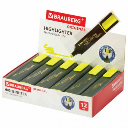 Текстовыделитель BRAUBERG "ORIGINAL", ЖЕЛТЫЙ, линия 1-5 мм, 151681 Текстовыделитель BRAUBERG "ORIGINAL", ЖЕЛТЫЙ, линия 1-5 мм, 151681