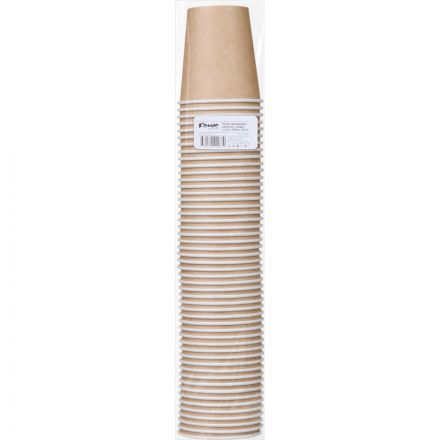 Стакан одноразовый картонный, Крафт, 1-сл, d=80мм, 250мл, 50шт/уп