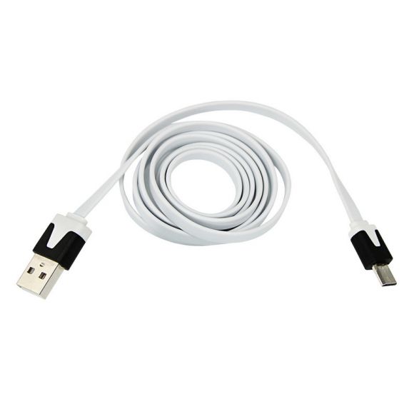 Кабель USB 2.0 - Micro USB, М/М, 1 м, плоский, Rexant, бел, 18-4274