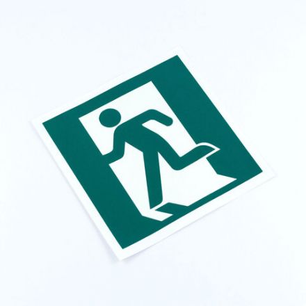 Знак эвакуационный "Выход здесь (лево)", КОМПЛЕКТ 5 штук, 200х200 мм, фотолюминесцентный, пленка, Е01-01 Знак эвакуационный "Выход здесь (лево)", КОМПЛЕКТ 5 штук, 200х200 мм, фотолюминесцентный, пленка, Е01-01