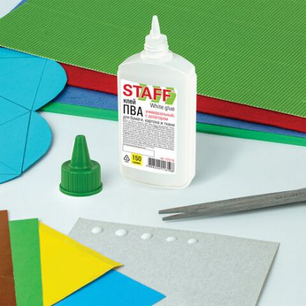 Клей ПВА STAFF EVERYDAY, 150 г, с дозатором, 225176 Клей ПВА STAFF EVERYDAY, 150 г, с дозатором, 225176