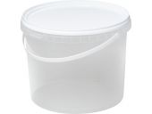 Ведро 5л кругл.бесцветное с белой крышкой с пластиковой ручкой Ведро 5л кругл.бесцветное с белой крышкой с пластиковой ручкой