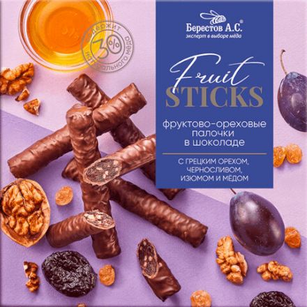 Конфеты шоколадные "Fruit Sticks" с черносливом и грецким орехом 175 г, БЕРЕСТОВ А.С., УТ-00031675 Конфеты шоколадные "Fruit Sticks" с черносливом и грецким орехом 175 г, БЕРЕСТОВ А.С., УТ-00031675