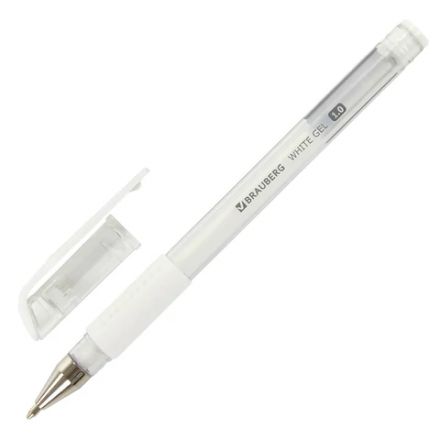 Ручка гелевая с грипом BRAUBERG "White", БЕЛАЯ, пишущий узел 1 мм, линия письма 0,5 мм, 143416 Ручка гелевая с грипом BRAUBERG "White", БЕЛАЯ, пишущий узел 1 мм, линия письма 0,5 мм, 143416