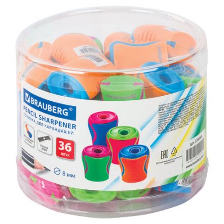 Точилка BRAUBERG "Mix", с контейнером, пластиковая, корпус ассорти, 228448 Точилка BRAUBERG "Mix", с контейнером, пластиковая, корпус ассорти, 228448