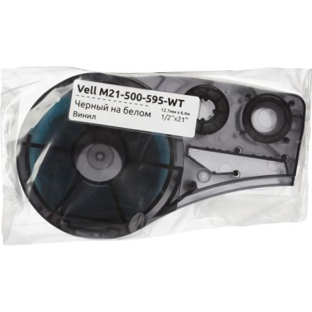 Картридж Vell M21-500-595-WT (12.7 мм / 6.4 м, винил, чер. на бел,VL142807)
