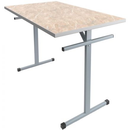 Стол обеденный MET_120x70x76 под скамью пл. мрамор беж/сер new