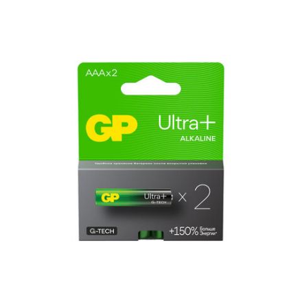 Батарейки КОМПЛЕКТ 2 шт., GP Ultra Plus G-Tech, AAA (LR03), алкалиновые, мизинчиковые, 24AUPA21-2CRSB2 Батарейки КОМПЛЕКТ 2 шт., GP Ultra Plus G-Tech, AAA (LR03), алкалиновые, мизинчиковые, 24AUPA21-2CRSB2