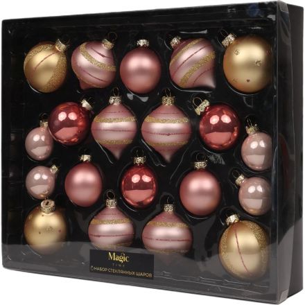 Игрушка новогодняя из стекла, набор из 20 штук 30x24x6,5см 95976