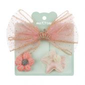 Заколки для волос MESHU с топперами, 3шт., розовый, европодвес Заколки для волос MESHU с топперами, 3шт., розовый, европодвес