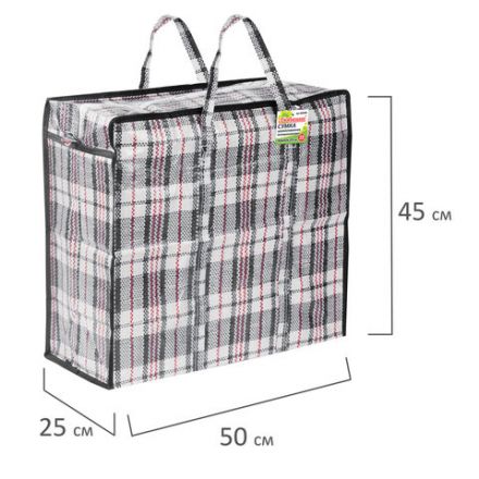 Сумка-баул хозяйственная, полипропилен, 50х45х25 см, 56 литров, черно-красная,130 г/м2, ЛЮБАША, 604698 Сумка-баул хозяйственная, полипропилен, 50х45х25 см, 56 литров, черно-красная,130 г/м2, ЛЮБАША, 604698